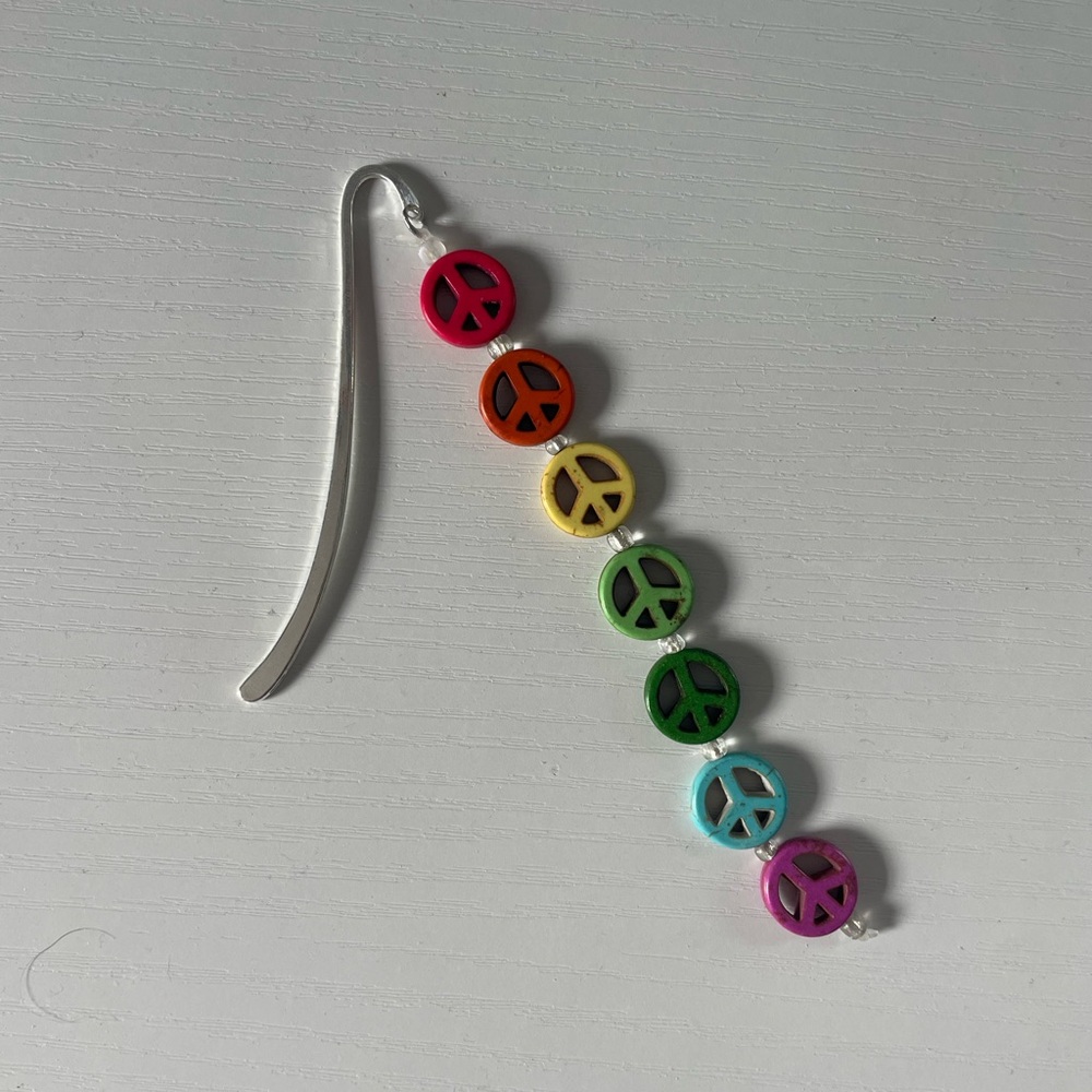 Handmade Colorful Peace Sign Bookmark